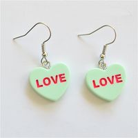1 Pair Cute Letter Heart Shape Resin Metal Drop Earrings sku image 11