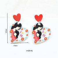 1 Pair Sweet Letter Heart Shape Arylic Metal Drop Earrings main image 4