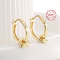 1 Pair Simple Style Heart Shape Sterling Silver Zircon Drop Earrings main image 1
