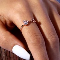 Sweet Simple Style Heart Shape Copper Plating Inlay Zircon Rose Gold Plated White Gold Plated Open Rings Rings main image 1