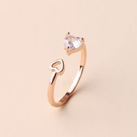 Sweet Simple Style Heart Shape Copper Plating Inlay Zircon Rose Gold Plated White Gold Plated Open Rings Rings sku image 1