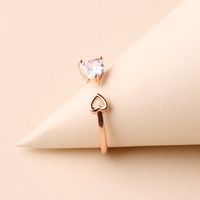 Sweet Simple Style Heart Shape Copper Plating Inlay Zircon Rose Gold Plated White Gold Plated Open Rings Rings main image 6