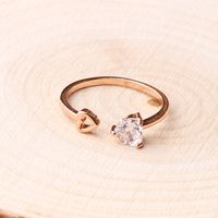 Sweet Simple Style Heart Shape Copper Plating Inlay Zircon Rose Gold Plated White Gold Plated Open Rings Rings main image 4