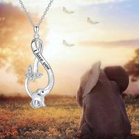 Cute Simple Style Letter Butterfly Elephant Alloy Plating Inlay Rhinestones Gold Plated Silver Plated Women's Pendant Necklace main image 1