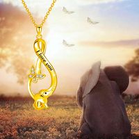 Cute Simple Style Letter Butterfly Elephant Alloy Plating Inlay Rhinestones Gold Plated Silver Plated Women's Pendant Necklace main image 3