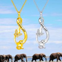 Cute Simple Style Letter Butterfly Elephant Alloy Plating Inlay Rhinestones Gold Plated Silver Plated Women's Pendant Necklace main image 4