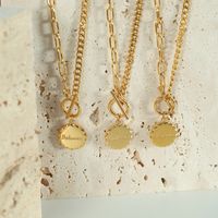 Vintage Style Simple Style Round Letter Titanium Steel Plating 18k Gold Plated Pendant Necklace main image 3