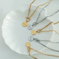 Vintage Style Simple Style Round Letter Titanium Steel Plating 18k Gold Plated Pendant Necklace main image 4