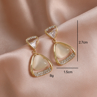 1 Pair Elegant Simple Style Geometric Plating Inlay Alloy Rhinestones Opal Drop Earrings main image 2