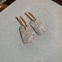 1 Paire Glamour Brillant Carré Placage Incruster Alliage Strass Boucles D'oreilles sku image 2