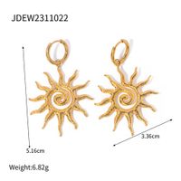 304 Stainless Steel IG Style Retro Plating Sun Earrings Necklace main image 2