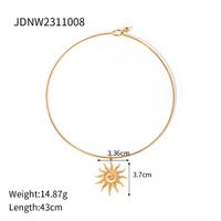 304 Stainless Steel IG Style Retro Plating Sun Earrings Necklace main image 3
