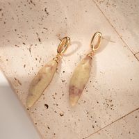 1 Pair Elegant Retro Luxurious Geometric Plating Inlay Copper Natural Stone 14K Gold Plated Drop Earrings main image 3