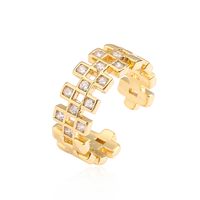 Ig Style Simple Style Geometric Copper Plating Inlay Zircon 18k Gold Plated Open Rings main image 7