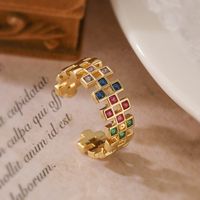 Ig Style Simple Style Geometric Copper Plating Inlay Zircon 18k Gold Plated Open Rings main image 4