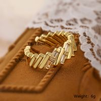 Ig Style Simple Style Geometric Copper Plating Inlay Zircon 18k Gold Plated Open Rings main image 2