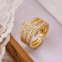 Simple Style Geometric Copper Plating Inlay Zircon 18k Gold Plated Open Rings sku image 1