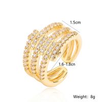 Einfacher Stil Geometrisch Kupfer Überzug Inlay Zirkon 18 Karat Vergoldet Offener Ring main image 3