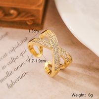 Simple Style Geometric Copper Plating Inlay Zircon 18k Gold Plated Open Rings main image 2