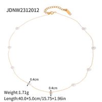 Elegant Simple Style Geometric Stainless Steel Plating Inlay Artificial Pearls Zircon 18k Gold Plated Necklace main image 2