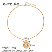Ig Style Elegant Oval Stainless Steel Plating Inlay Artificial Pearls Rhinestones 18k Gold Plated Pendant Necklace sku image 1