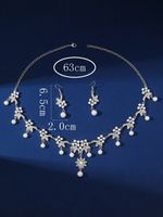 Elegant Leaf Alloy Hollow Out Rhinestones Silver Plated Unisex Earrings Necklace main image 2