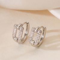 1 Piece Ig Style Simple Style Geometric Plating Inlay Copper Zircon Earrings main image 4