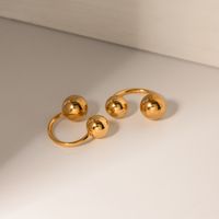 1 Pair Simple Style Ball Plating Stainless Steel 18k Gold Plated Ear Cuffs main image 4