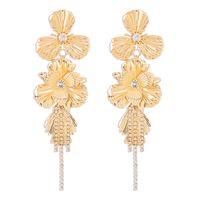 1 Pair Casual Elegant Flower Tassel Alloy Rhinestones Drop Earrings main image 7