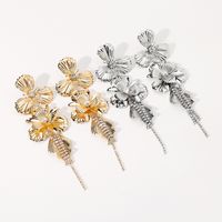 1 Pair Casual Elegant Flower Tassel Alloy Rhinestones Drop Earrings main image 5