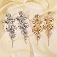1 Pair Casual Elegant Flower Tassel Alloy Rhinestones Drop Earrings main image 4