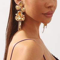 1 Pair Casual Elegant Flower Tassel Alloy Rhinestones Drop Earrings main image 3