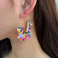 1 Pair Casual Sweet Flower Arylic Alloy Glass Drop Earrings main image 4