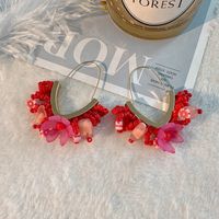 1 Pair Casual Sweet Flower Arylic Alloy Glass Drop Earrings sku image 2