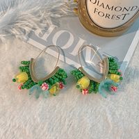 1 Pair Casual Sweet Flower Arylic Alloy Glass Drop Earrings sku image 4
