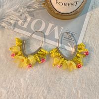 1 Pair Casual Sweet Flower Arylic Alloy Glass Drop Earrings sku image 5