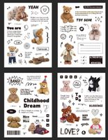 1 Set Letter Bear Cat Class Learning Coated Paper Adhesive Sticker Cute Stickers sku image 1