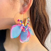 1 Pair Sweet Flower Alloy Cloth Glass Drop Earrings main image 3