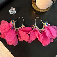 1 Pair Sweet Flower Alloy Cloth Glass Drop Earrings main image 5