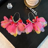 1 Pair Sweet Flower Alloy Cloth Glass Drop Earrings sku image 2