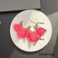 1 Pair Sweet Flower Alloy Cloth Glass Drop Earrings main image 2