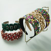 Women's Vintage Style Flower Alloy Cloth Plating Inlay Rhinestones Glass Drill Hair Band main image 1