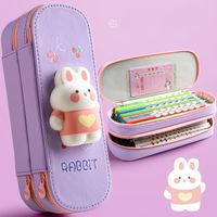 Cartoon Leather Learning School Princess Preppy Style Simple Style Pencil Case main image 2