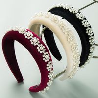 Women's Elegant Luxurious Flower Cloth Inlay Pearl Hair Band main image 1