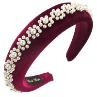 Women's Elegant Luxurious Flower Cloth Inlay Pearl Hair Band sku image 1