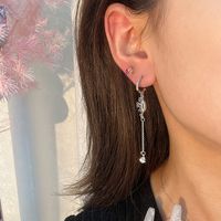 Wholesale Jewelry Simple Style Shiny Star Alloy Rhinestones Tassel Drop Earrings Ear Studs main image 6