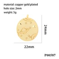 1 Piece Simple Style Angel Coin Planet Copper Plating Inlay Pendant Jewelry Accessories sku image 3