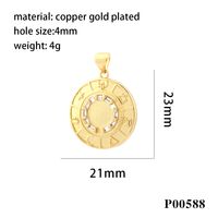 1 Piece Simple Style Angel Coin Planet Copper Plating Inlay Pendant Jewelry Accessories main image 6