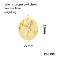 1 Piece Simple Style Angel Coin Planet Copper Plating Inlay Pendant Jewelry Accessories main image 3