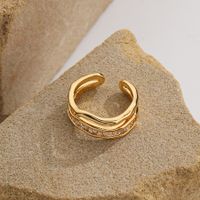 Elegant Simple Style Geometric Copper Inlay Zircon 18k Gold Plated Silver Plated Rings main image 6